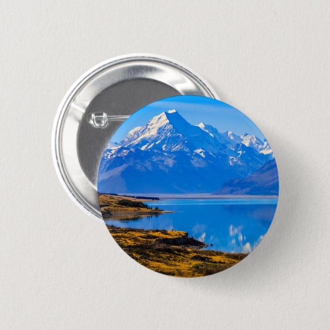 Mount Cook Overlooking Lake Pukaki, NZ Button (Front & Back)