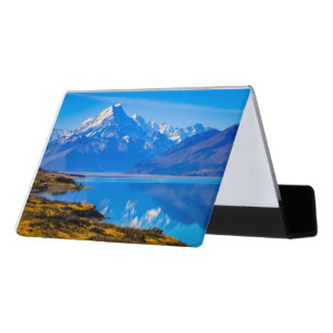 Mount Cook Overlooking Lake Pukaki, NZ Desk Business Card Holder
