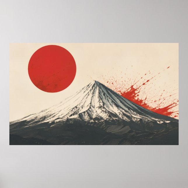Mount Damavand Minimalist Wall Art – Red Sun Abstr (Front)