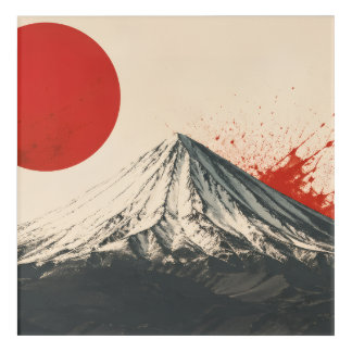 Mount Damavand Minimalist Wall Art – Red Sun Abstr