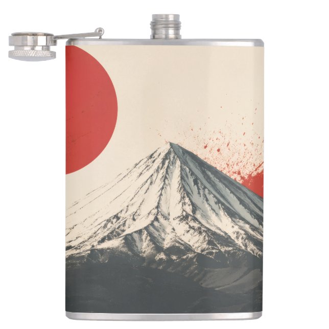 Mount Damavand Minimalist Wall Art – Red Sun Abstr Flask (Opened)