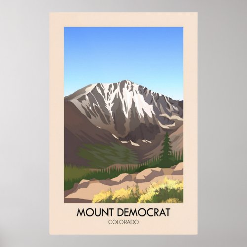 Mount Democrat Colorado USA Travel Poster