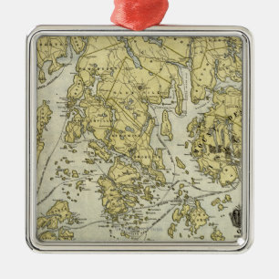 Mount Desert Island and Coast of Maine Map Metal Ornament