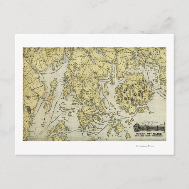 Mount Desert Island and Coast of Maine Map Postcard (Front)