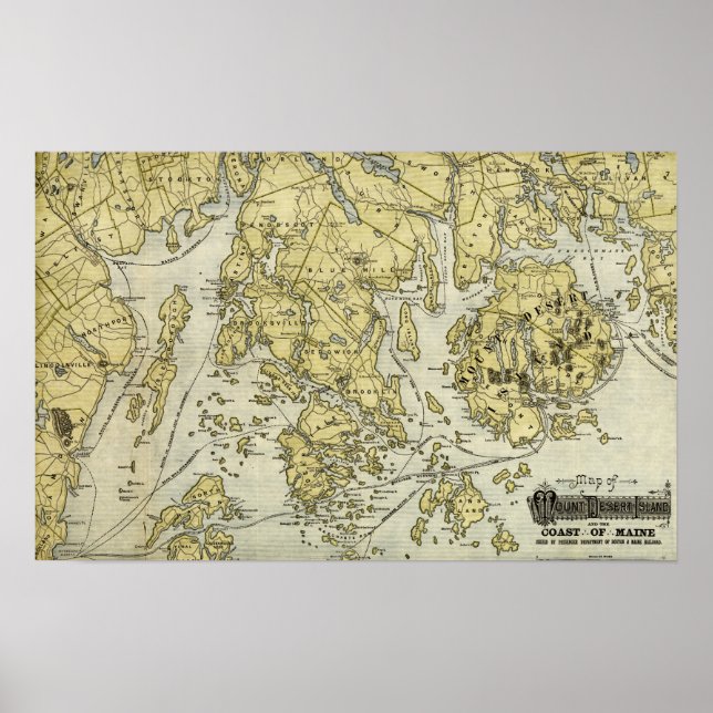 Mount Desert Island and Coast of Maine Map Poster (Front)