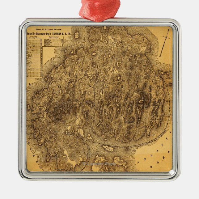 Mount Desert IslandPanoramic Map Metal Ornament (Front)