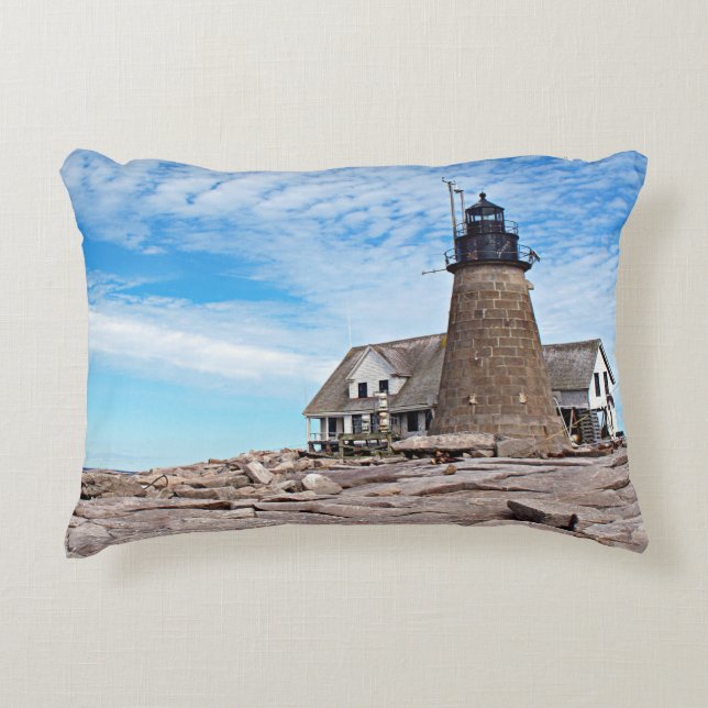 Mount Desert Rock Lighthouse, Maine Accent Pillow (Front)
