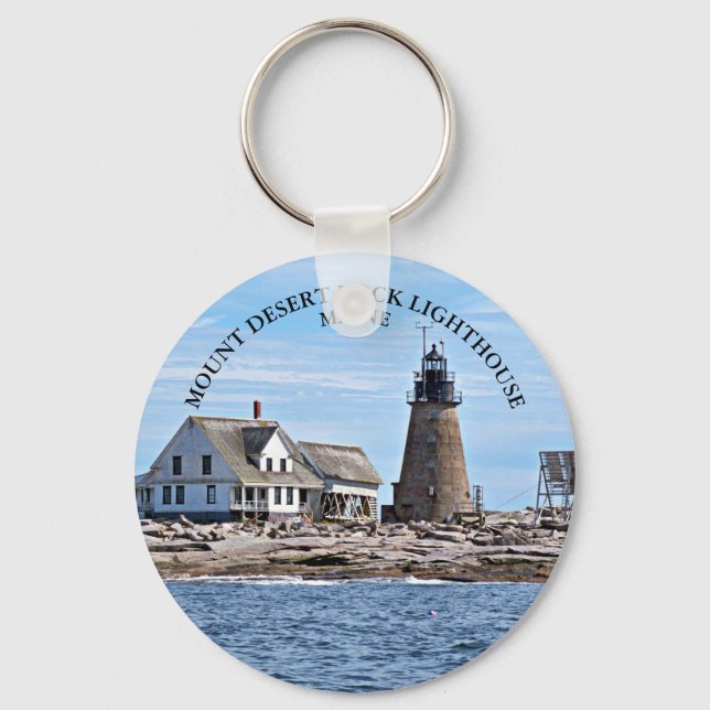 Mount Desert Rock Lighthouse, Maine Round Keychain (Front)