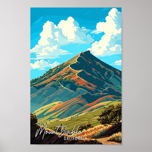 Mount Diablo California vintage travel art Poster (Front)