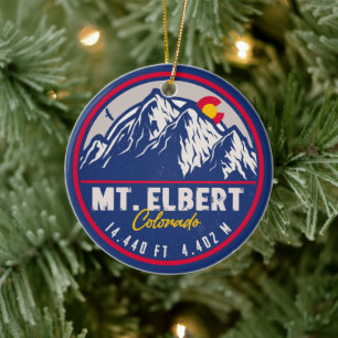 Mount Elbert - Colorado 14ers fourteener Ceramic Ornament