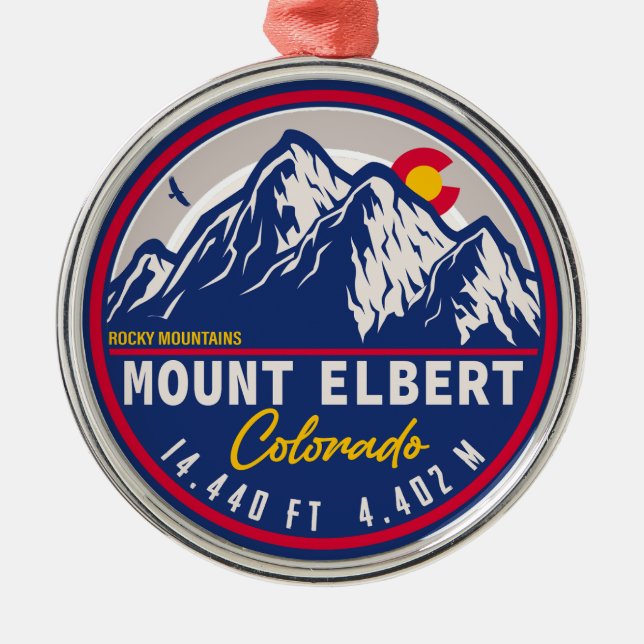 Mount Elbert - Colorado 14ers fourteener Metal Ornament (Front)
