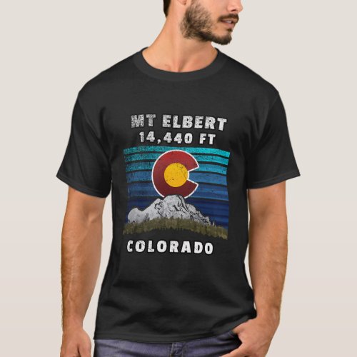 Mount Elbert Colorado Flag Themed T_Shirt