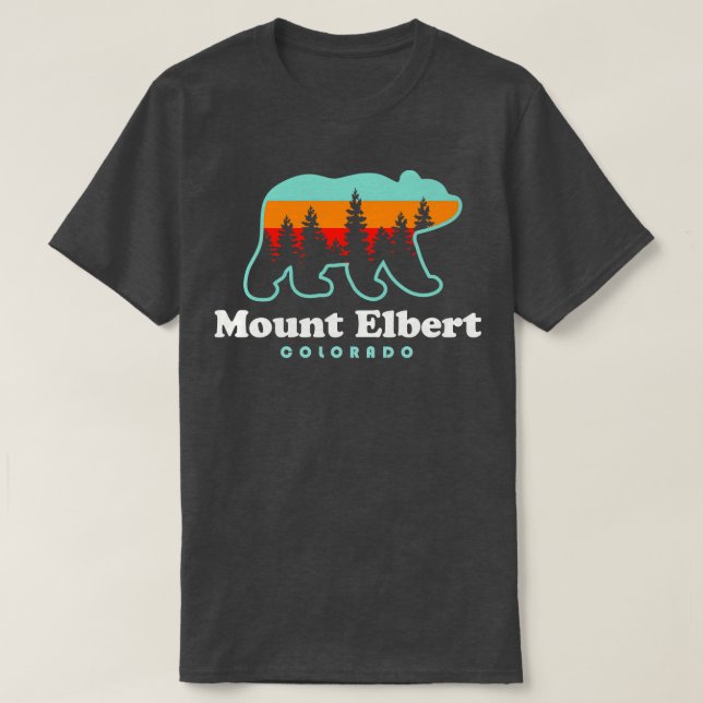 Mount Elbert Colorado Hike Bear Retro T-Shirt (Design Front)