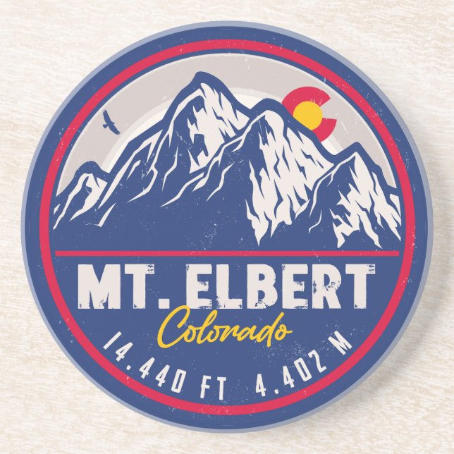 Mount Elbert Mount Elbert 14ers Retro Sunset Coaster (Front)