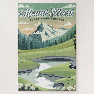 Mount Elbert Rocky Mountains Travel poster Jigsaw Puzzle