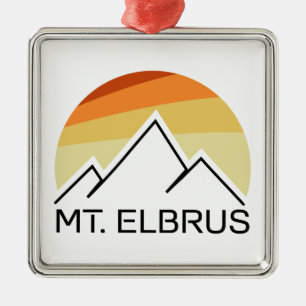Mount Elbrus Russia Retro Metal Ornament