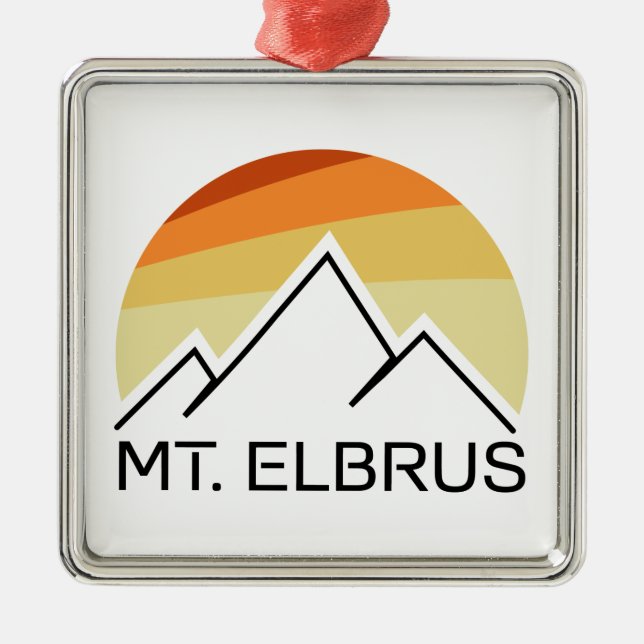 Mount Elbrus Russia Retro Metal Ornament (Front)