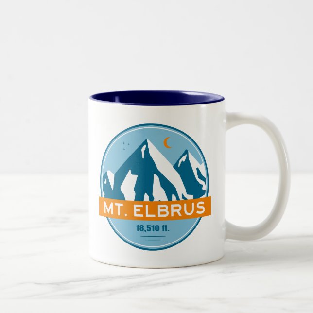 Mount Elbrus Russia Stars Moon Two-Tone Coffee Mug (Right)