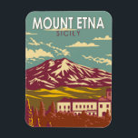 Mount Etna Sicily Travel Art Vintage Magnet<br><div class="desc">Mount Etna in a vector art style. Mount Etna is on the east coast of Sicily in between the cities of Messina and Catania Italy</div>