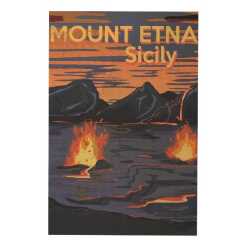 Mount Etna Sicily vintage travel poster