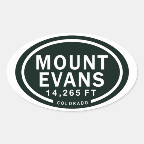 Mount Evans 14265 FT Colorado Rocky Mountain Oval Sticker