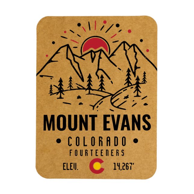 Mount Evans Colorado 14ers Mountain Minimalist Magnet (Vertical)