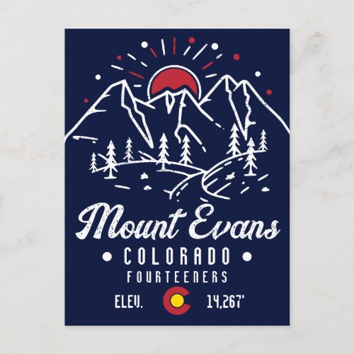 Mount Evans Colorado 14ers Mountain Minimalist Postcard