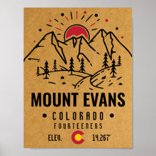 Mount Evans Colorado 14ers Mountain Minimalist Poster