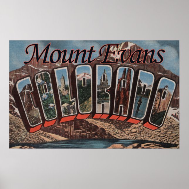 Mount Evans, Colorado - Large Letter Scenes Poster (Front)