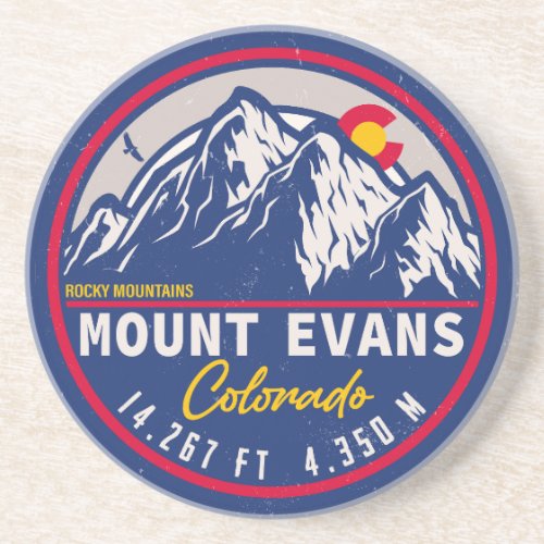 Mount Evans Colorado Retro Sunset Souvenirs Coaster