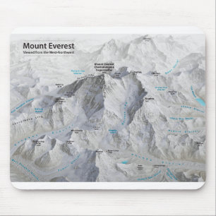 Mount Everest 3D Map with Labels Mouse Pad