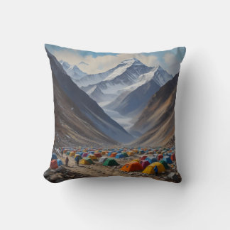 Mount Everest base camp, Nepal Throw Pillow