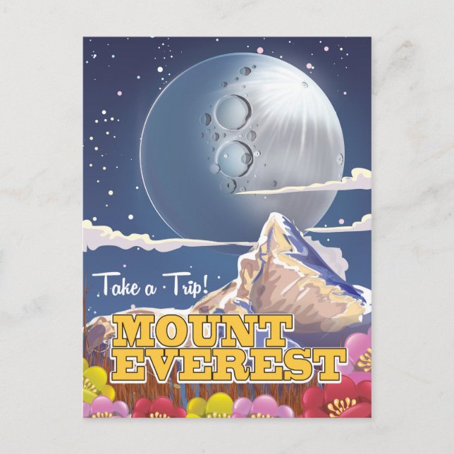 Mount Everest Cartoon travel poster Postcard (Front)