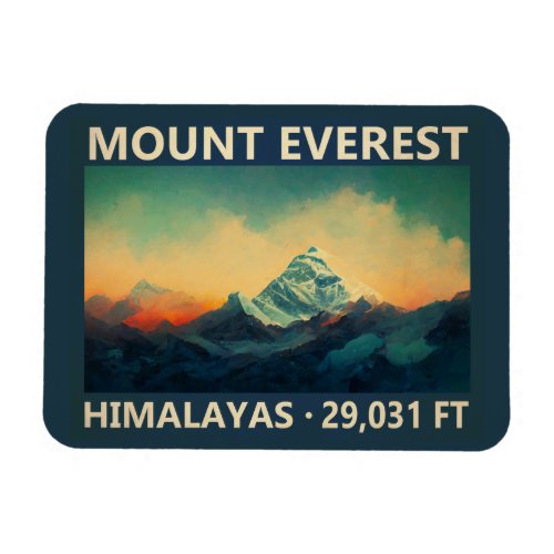 Mount Everest Himalayas Watercolor Vintage Magnet