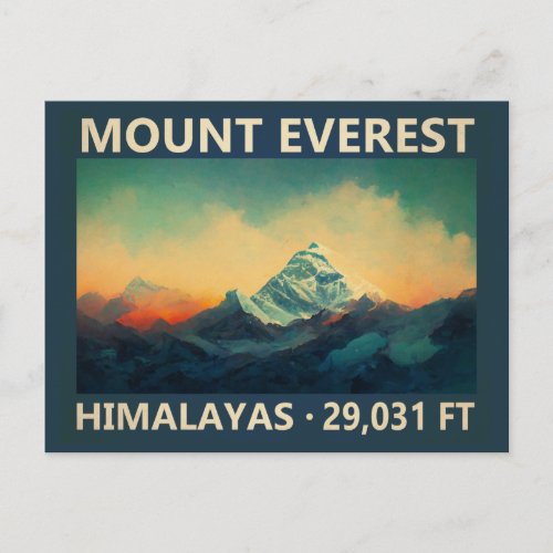 Mount Everest Himalayas Watercolor Vintage Postcard