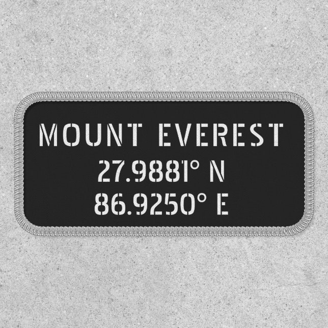 Mount Everest Latitude Longitude Iron On Patch (Front)