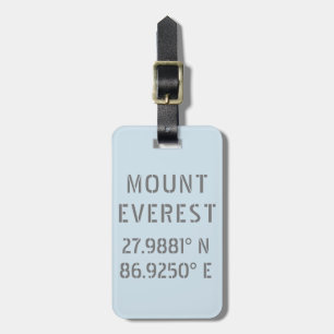 Mount Everest Latitude Longitude Luggage Tag
