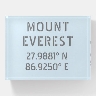 Mount Everest Latitude Longitude Paperweight