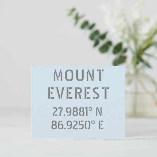 Mount Everest Latitude Longitude  Postcard