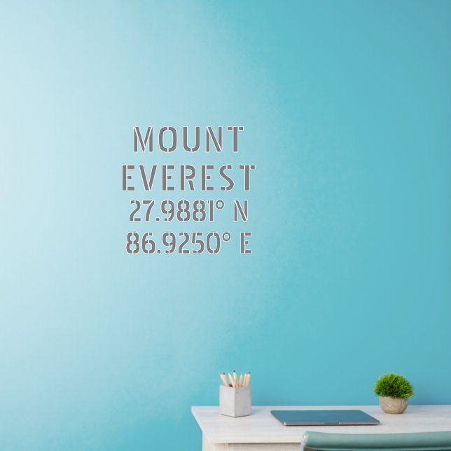 Mount Everest Latitude Longitude  Wall Decal (Home Office)