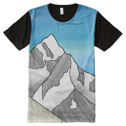 Mount Everest Line Art Watercolor All-Over-Print Shirt
