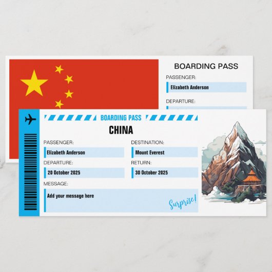 Mount Everest Surprise Trip Ticket (Front/Back)