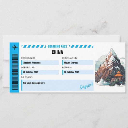Mount Everest Surprise Trip Ticket (Front)
