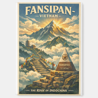 Mount Fansipan vietnam retro travel Magnet