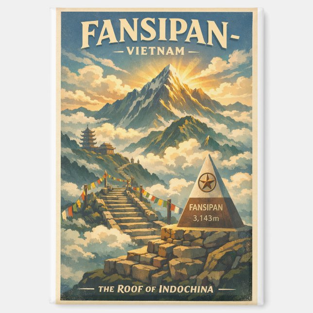 Mount Fansipan vietnam retro travel Magnet (Front)