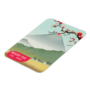 mount fiji Japan vintage travel print Magnet