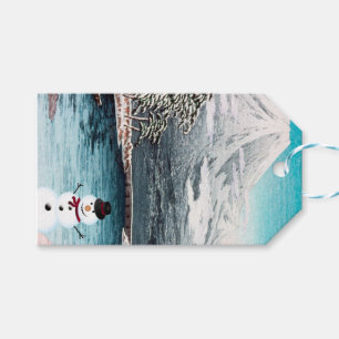 Mount Fuji and a Snowman Gift Tags