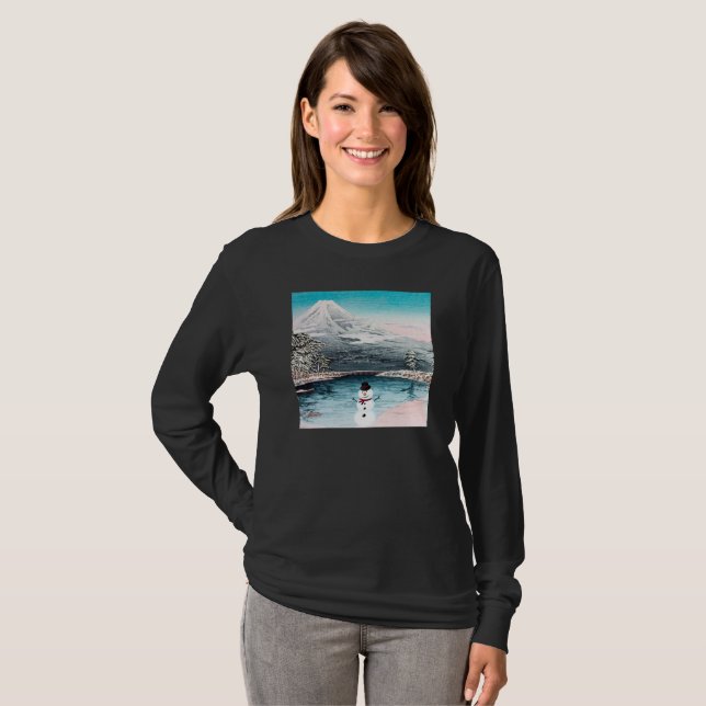 Mount Fuji and a Snowman  T-Shirt (Front Full)