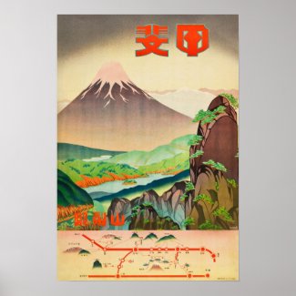Mount Fuji and Fuji Five Lakes Yamanashi Japan Poster