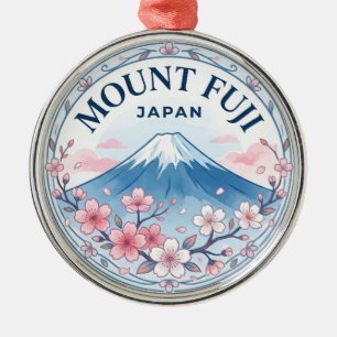 Mount Fuji Cherry Blossoms (Fujisan) Japan Metal Ornament